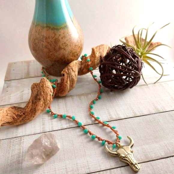 Sale Southwestern Crocheted Necklace, Turquoise, Handmade by Rust Belt Raised - Picture 4 of 13